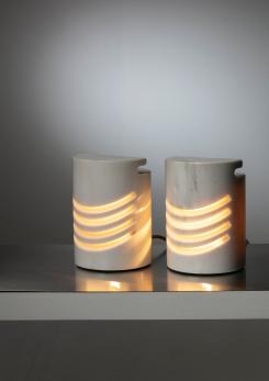Compasso - Pair of "Maris" Carrara Marble Table Lamps by Gresleri for Sirrah