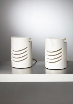 Compasso - Pair of "Maris" Carrara Marble Table Lamps by Gresleri for Sirrah