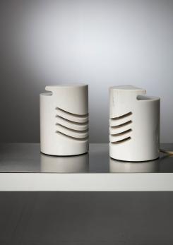 Compasso - Pair of "Maris" Carrara Marble Table Lamps by Gresleri for Sirrah