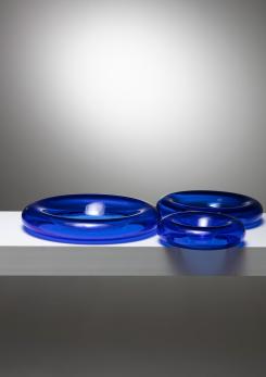 Compasso - "Pomeri" Blue Glass Centerpieces by Eleonore Peduzzi Riva for Vistosi Compasso - "Pomeri" Blue Glass Centerpieces by Eleonore Peduzzi Riva for Vistosi