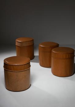 Compasso - Set of Four Leather Stools Compasso - Set of Four Leather Stools