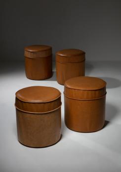 Compasso - Set of Four Leather Stools Compasso - Set of Four Leather Stools