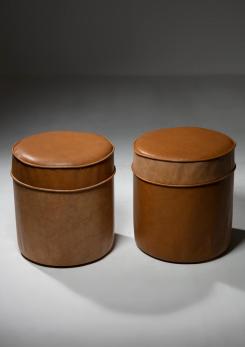Compasso - Set of Four Leather Stools