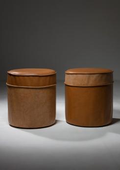 Compasso - Set of Four Leather Stools Compasso - Set of Four Leather Stools