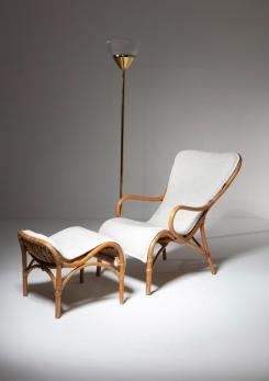 Compasso - Italian 60s Wicker Lounge Chair with Footrest