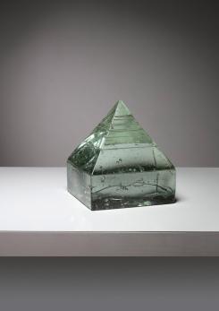 Compasso - Large Solid Glass Pyramid by Pompeo Pianezzola for Appiani