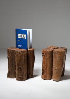 Compasso - Pair of Italian 60s Wood Stools
