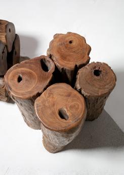 Compasso - Pair of Italian 60s Wood Stools