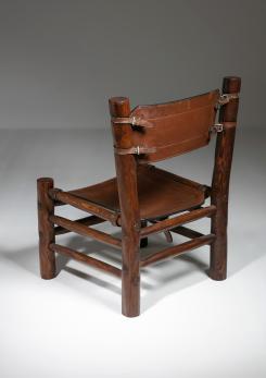 Compasso - Rare Leather and Chestnut Easy Chair by Longhi