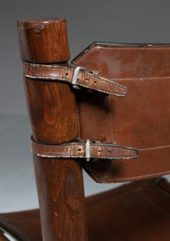 Compasso - Rare Leather and Chestnut Easy Chair by Longhi