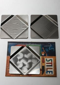 Compasso - Rare set of Three Steel Centerpieces by Donini and Cremonesi