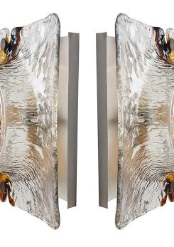 Compasso - Pair of Amazing "Quilt" Sconces by Venini